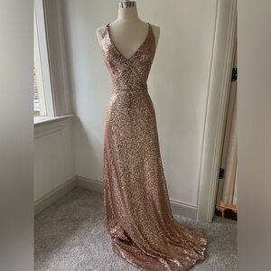 Jenny Yoo Celia Dress in Rose Gold Sequins